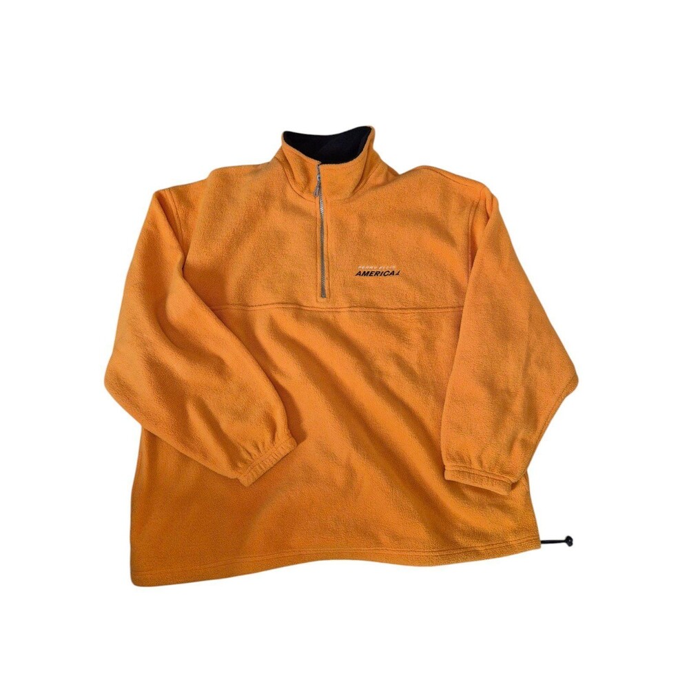 Perry Ellis America Active Vintage 90s 1/4 Zip Fleece Pullover Orange sz XXL